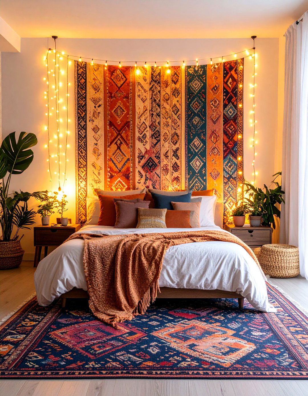 Boho Teen Bedroom Ideas with Illuminated Tapestry Wall - 20 Boho Teen Bedroom Ideas