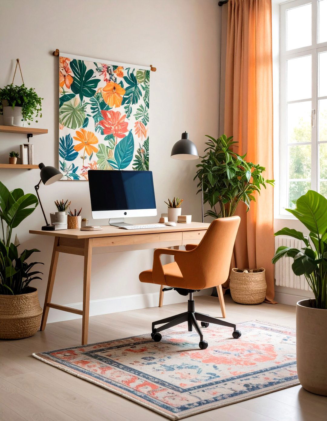 Boho Wall Tapestry to Inspire Creativity in Your Home Office - 20 Bohemian Home Office Ideas