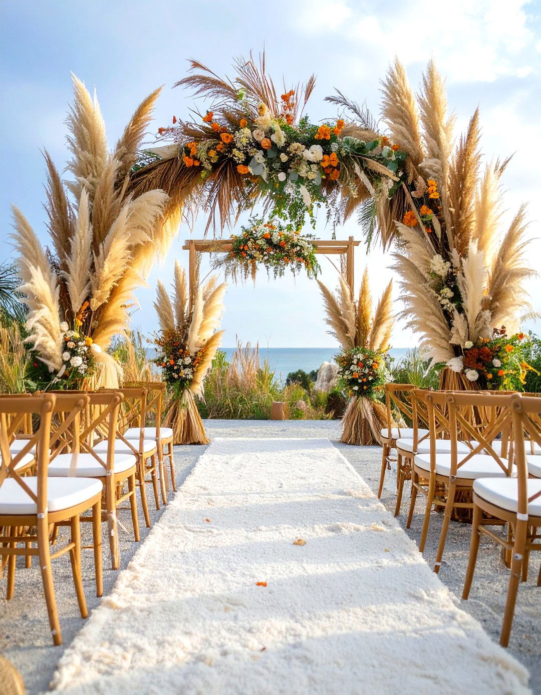 Boho Wedding Backdrop with Pampas Grass and Natural Elements - 20 Wedding Backdrop Ideas