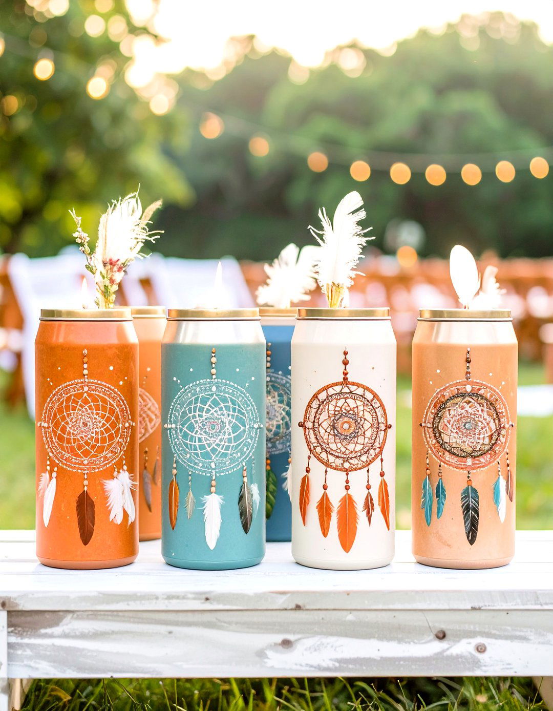 Boho Wedding Koozie with Mandala Designs - 20 Wedding Koozie Ideas