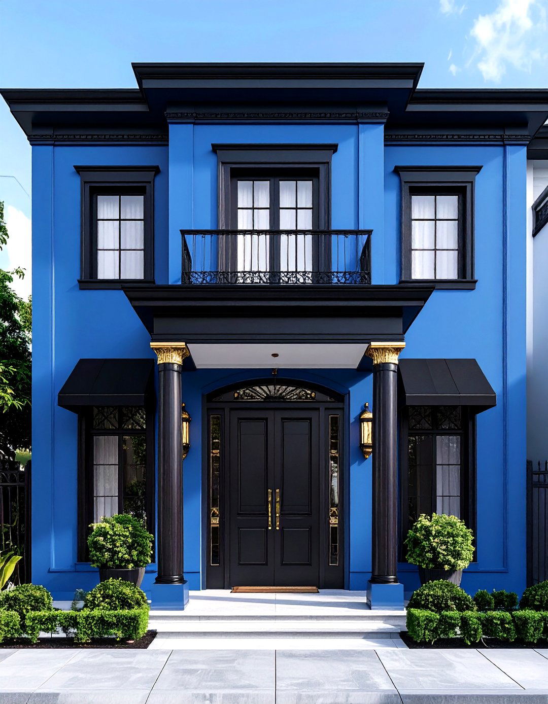 Bold Art Deco Blue House Inspirations - 20 Blue House With Black Trim Ideas