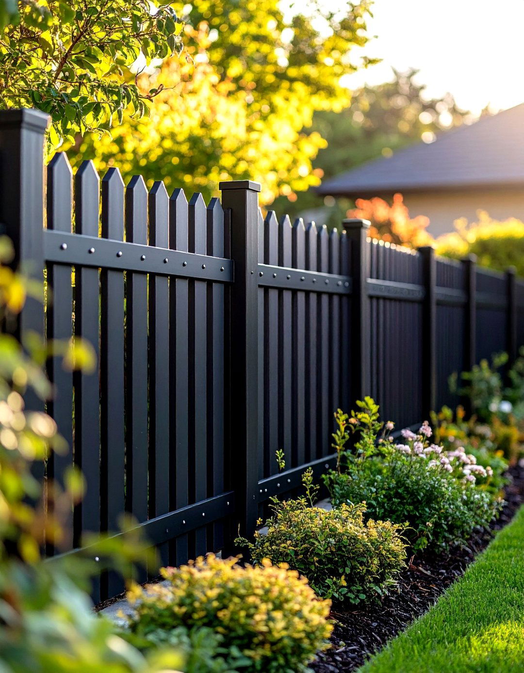Bold Black Front Yard Fence - 20 Front Yard Fence Ideas