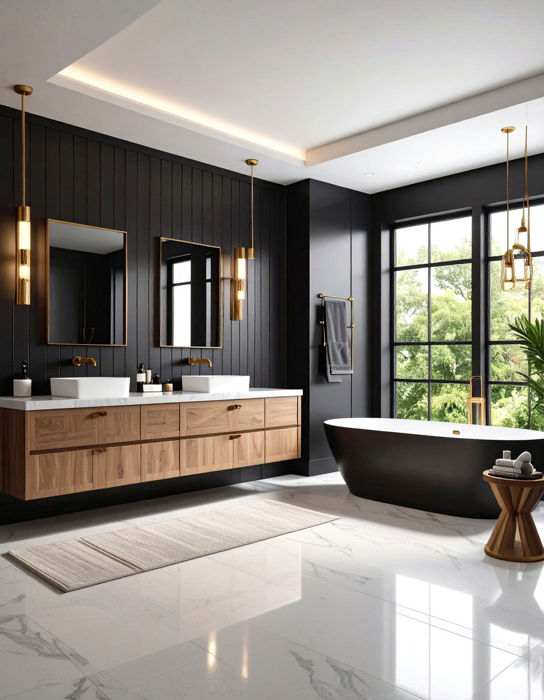 Bold Black Shiplap Bathroom Feature - 20 shiplap bathroom ideas