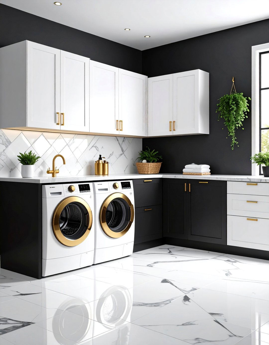 Bold Black and White Laundry Room Drama - 20 Laundry Room Decor Ideas