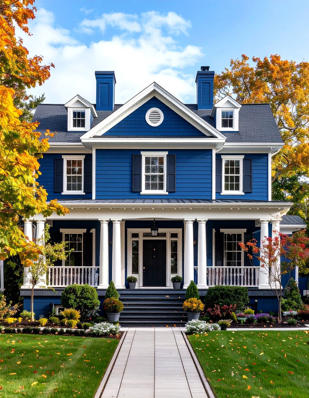 Bold Blue Exterior House Paint with Anchors Aweigh - 20 blue exterior house paint ideas