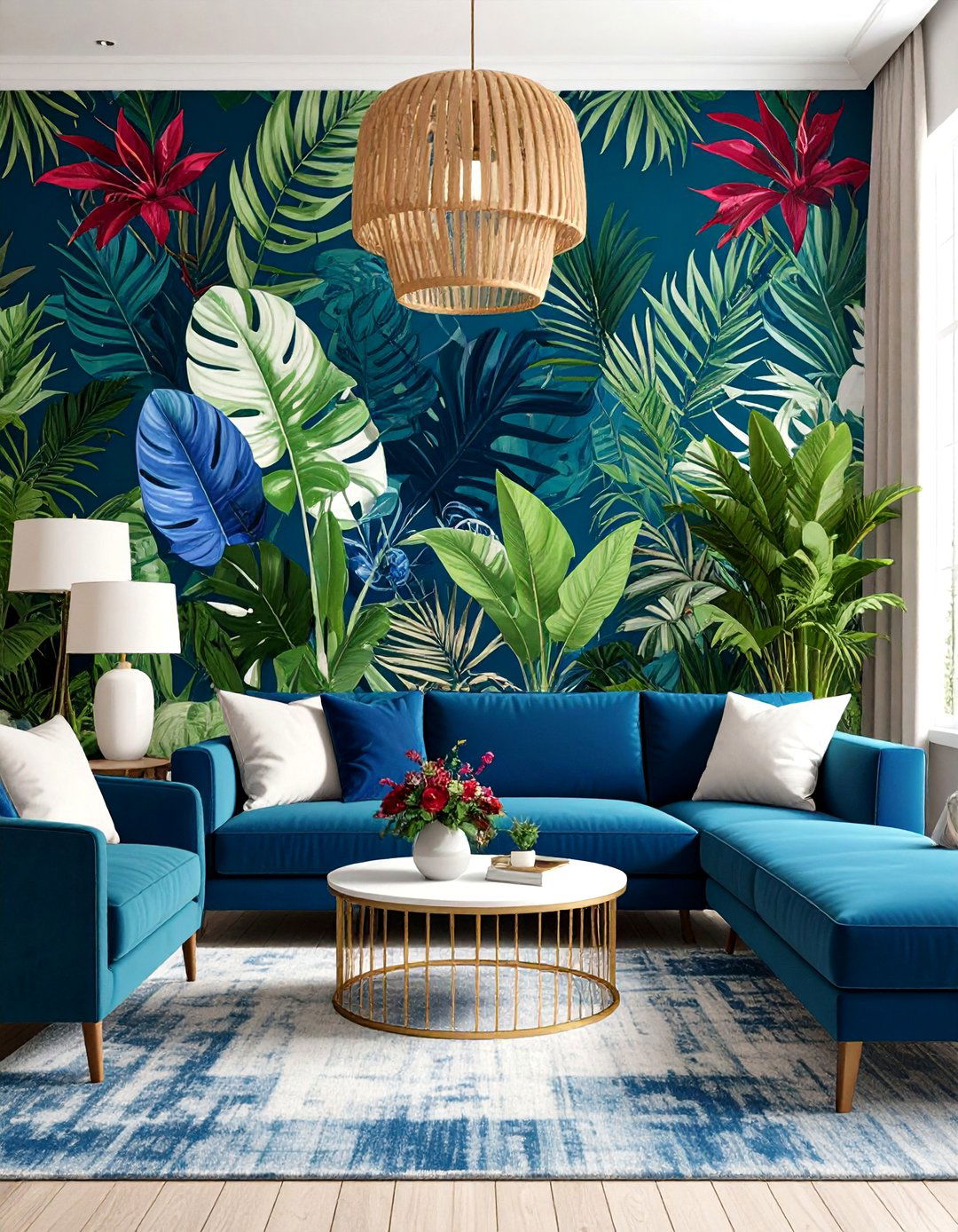 Bold Botanical Living Room Wallpaper - 20 Living Room Wallpaper Ideas