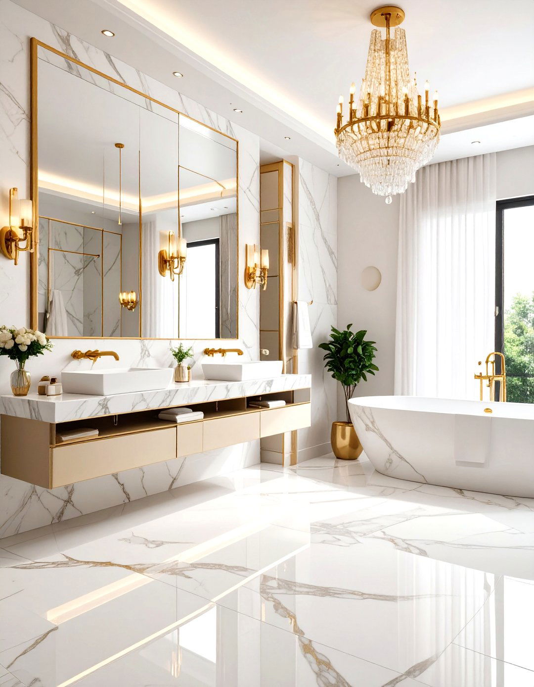 Bold Calacatta Marble Bathroom Artistic Showcase - 20 Marble Bathroom Ideas