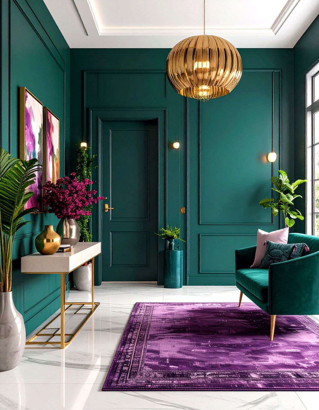 Bold Color Accent Modern Entryway - 20 Modern Entryway Ideas