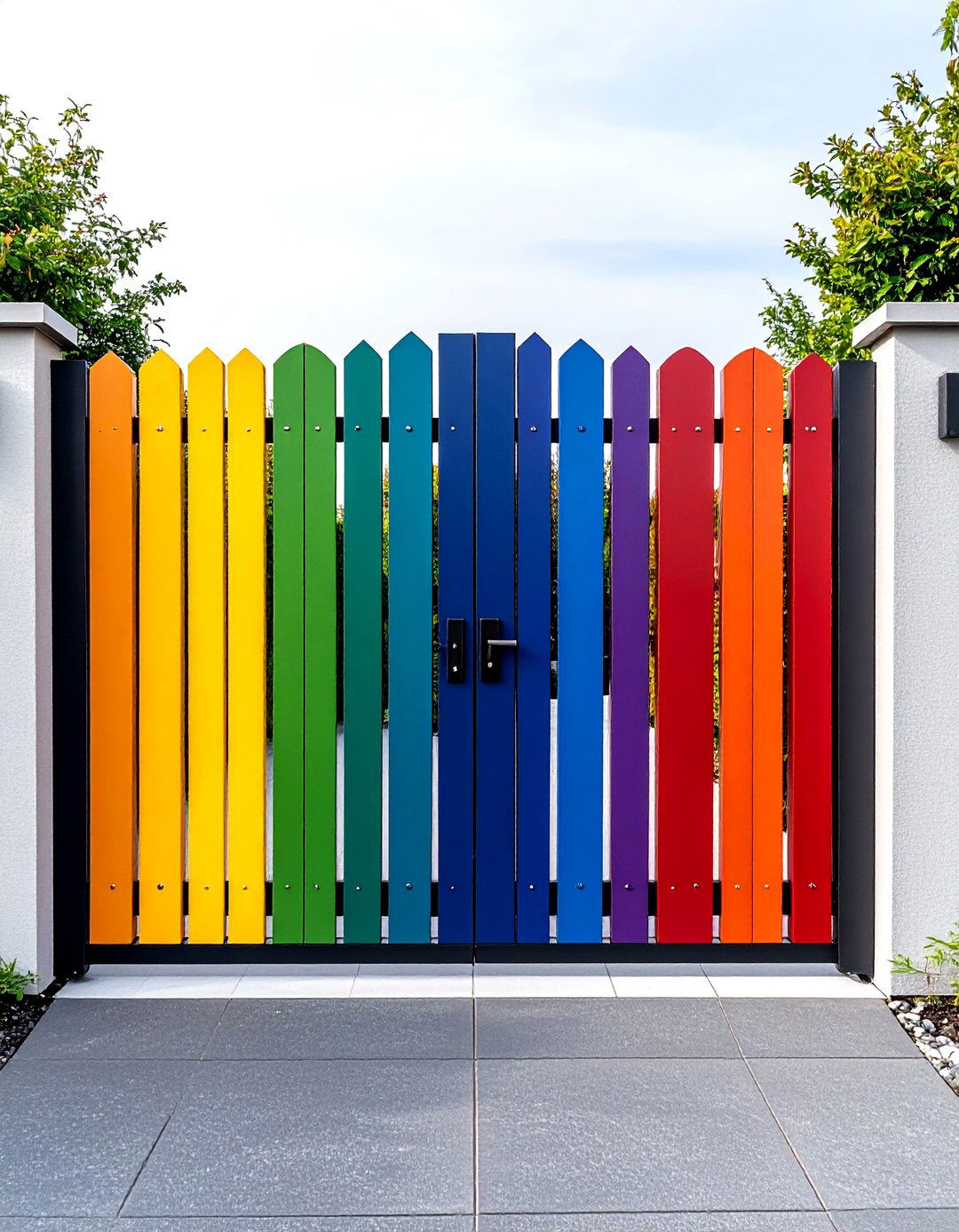 Bold Color Blocked Fence Gate Trend - 20 Fence Gate Ideas