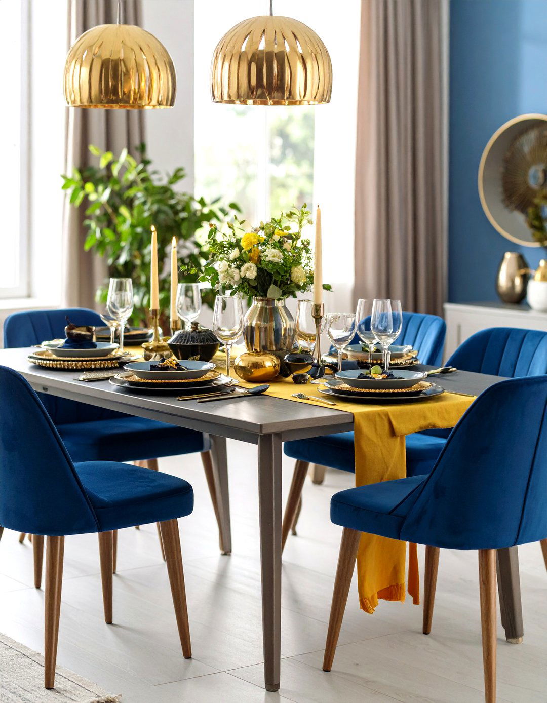 Bold Color Blocking on the Dining Table - 20 Dining Table Decor Ideas