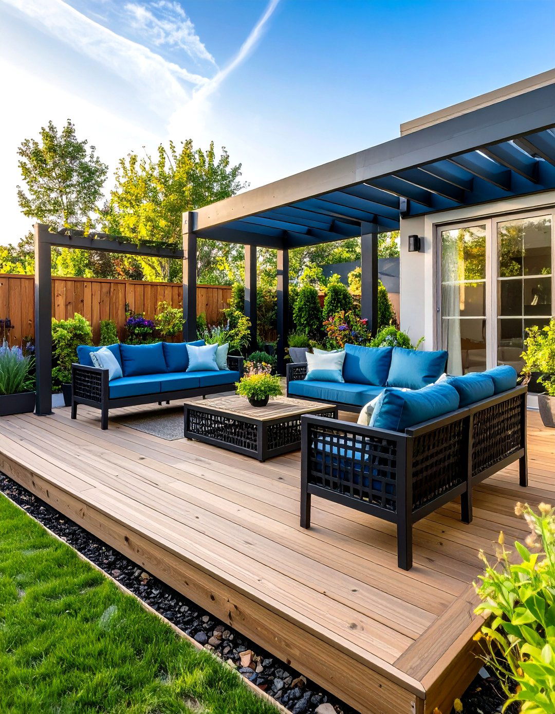 Bold Color Composite Deck Lattice Panels - 20 Deck Lattice Ideas