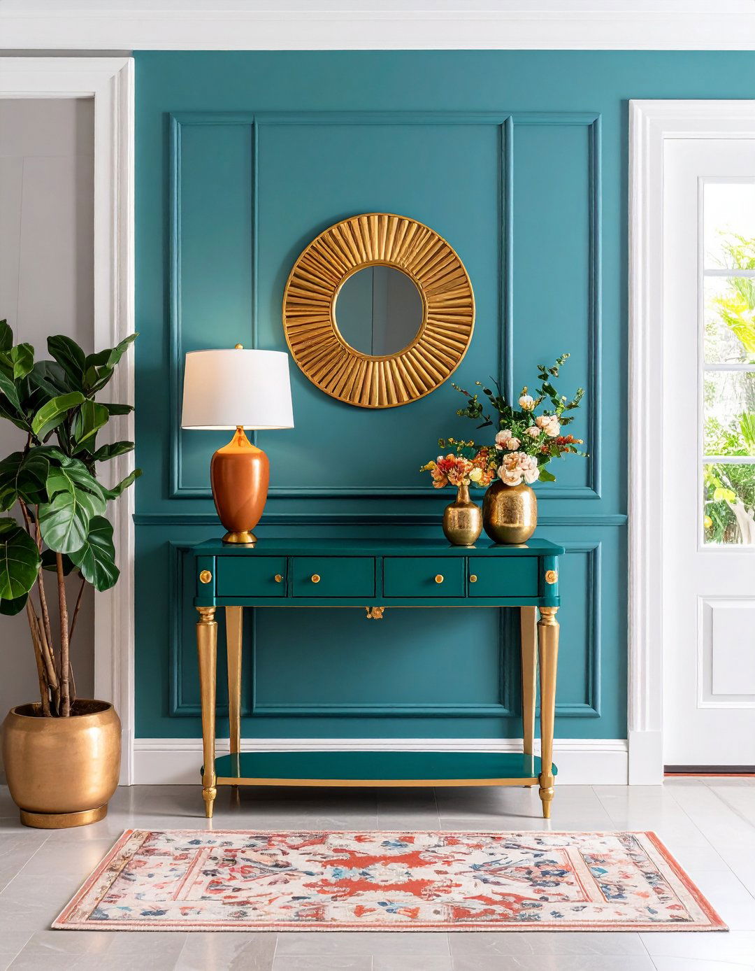Bold Color Entry Table Statement - 20 Entry Table Decor Ideas