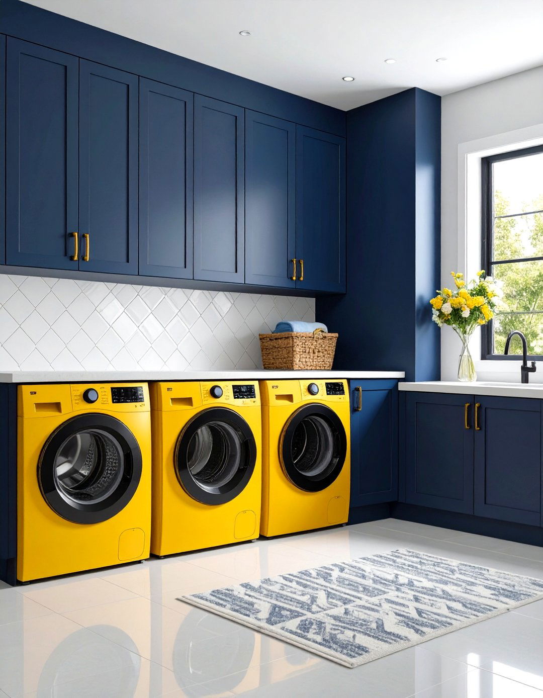 Bold Color Scheme Modern Laundry Room Design - 20 Modern Laundry Room Ideas