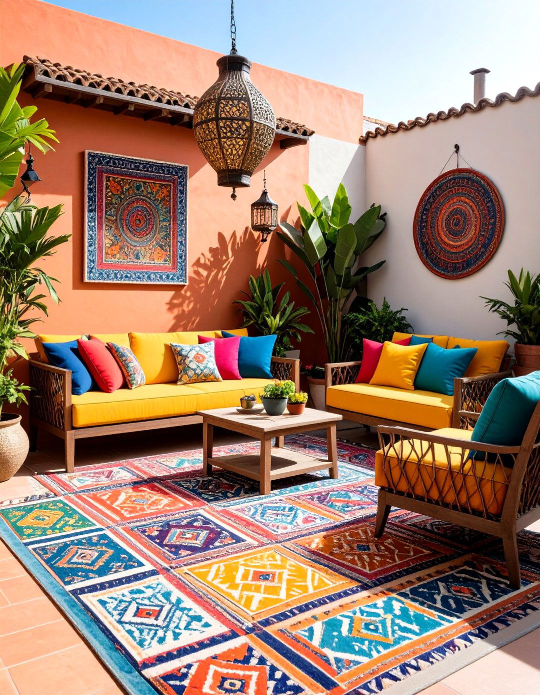 Bold Color Statement Patio Decor Scheme - 20 Patio Decor Ideas