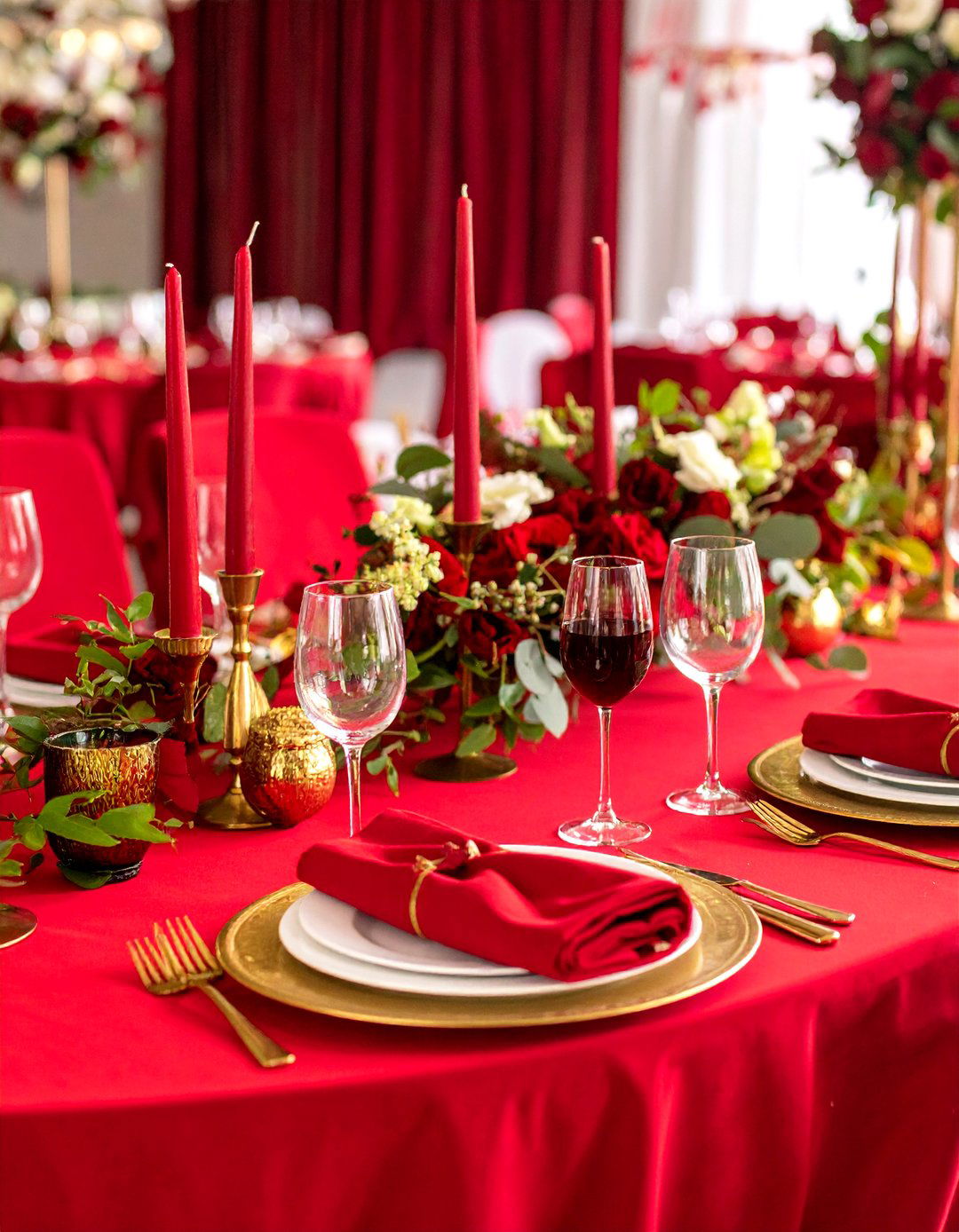 Bold Color Statement Wedding Decoration with Vibrant Coral and Red Accents - 20 Wedding Decoration Ideas