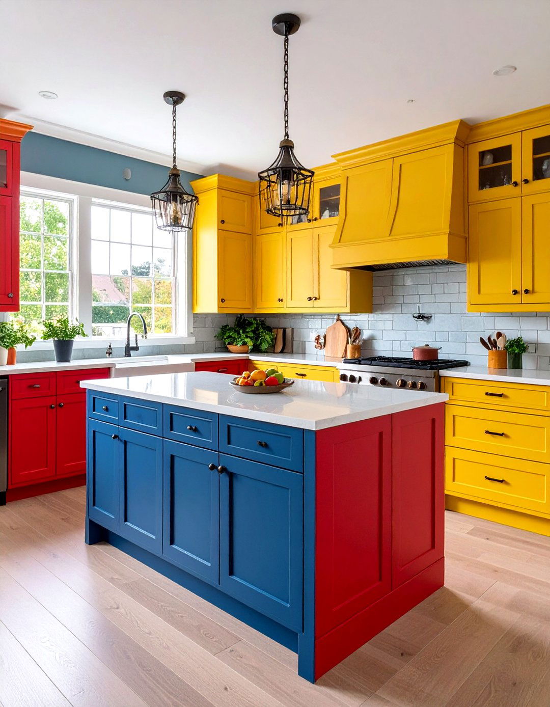 Bold Color Townhouse Kitchen Cabinets - 20 Townhouse Kitchen Ideas