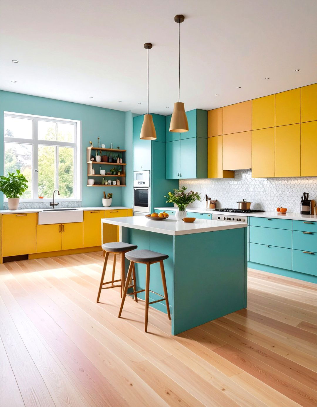 Bold Colored Checkerboard Linoleum Kitchen Flooring - 20 Linoleum Kitchen Flooring Ideas