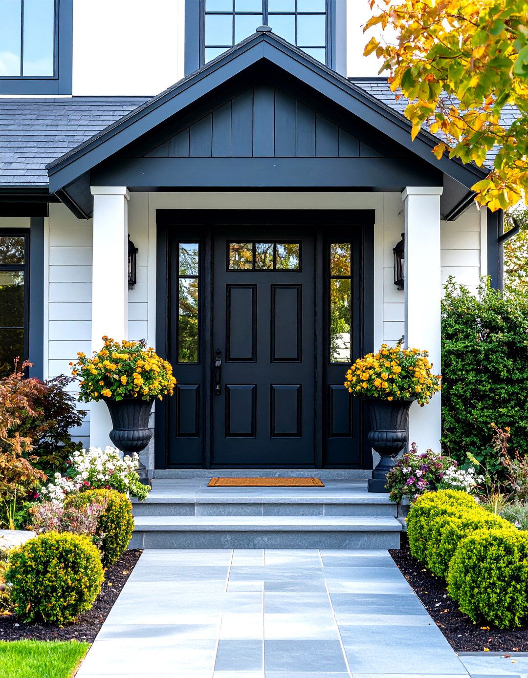 Bold Contrast Turquoise Door with Dark Trim - 20 Turquoise Front Door Ideas