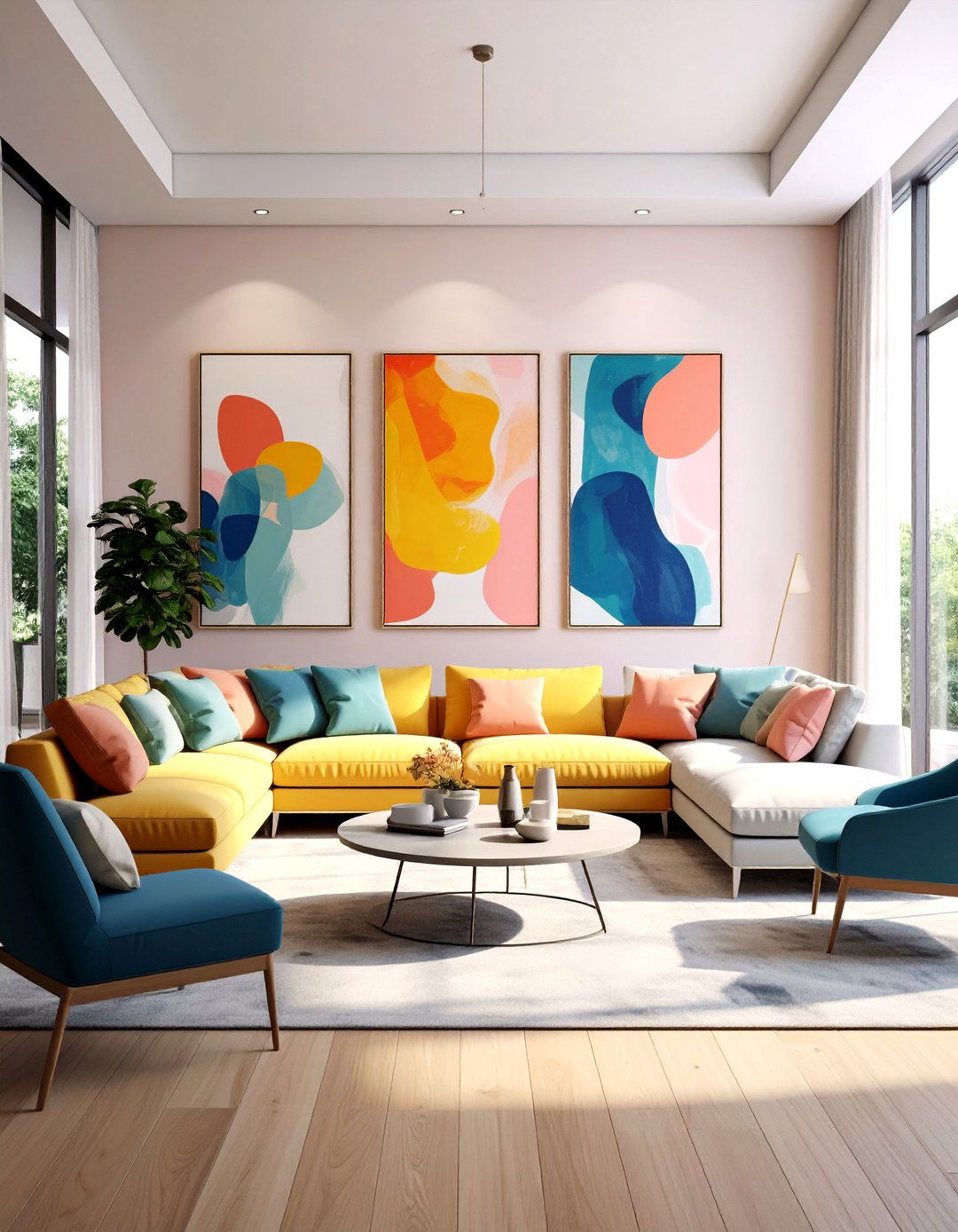 Bold Focus Oversized Art Gallery Wall - 20 Gallery Wall Ideas