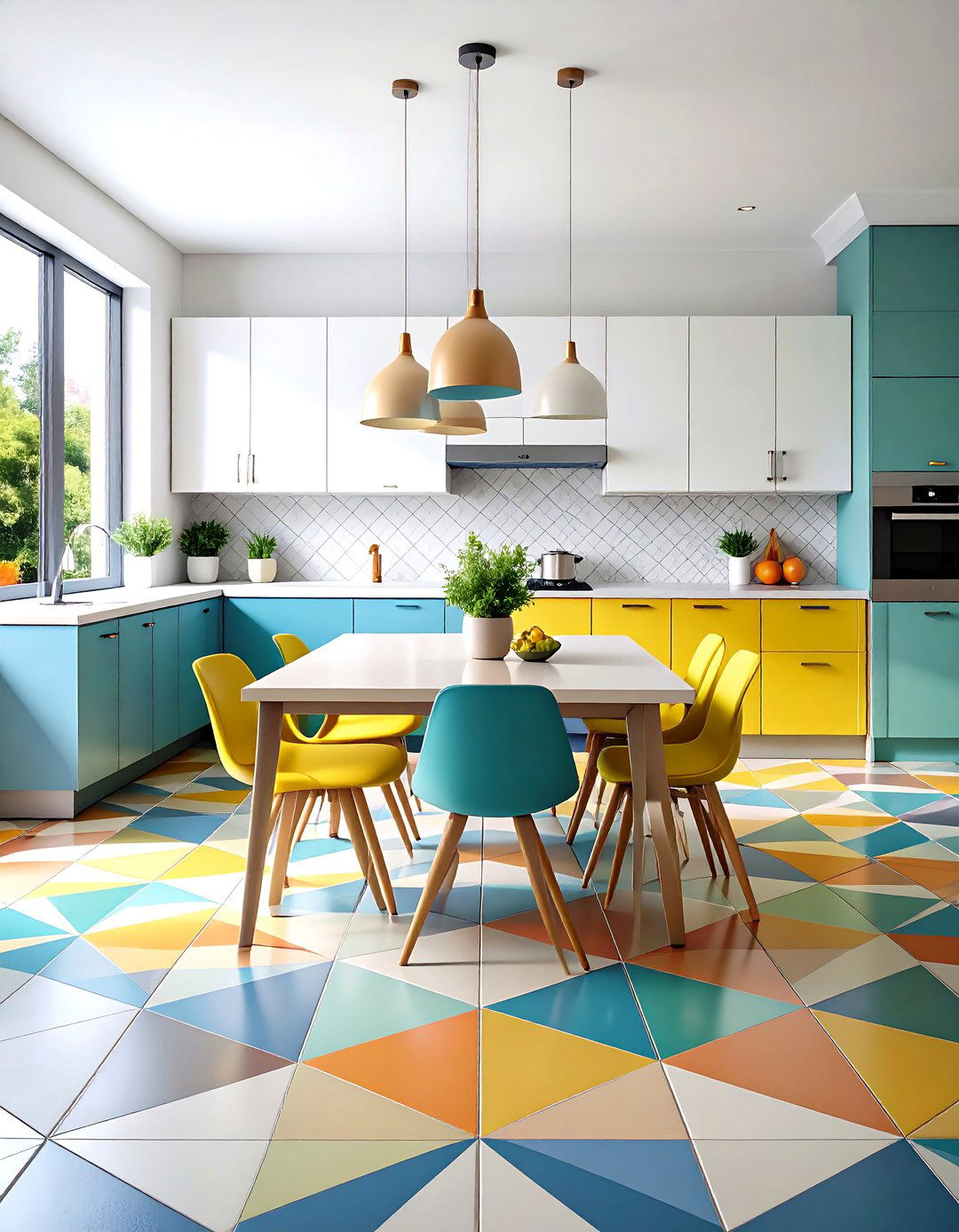 Bold Geometric Kitchen Floor Tile Patterns - 20 Kitchen Floor Tile Ideas