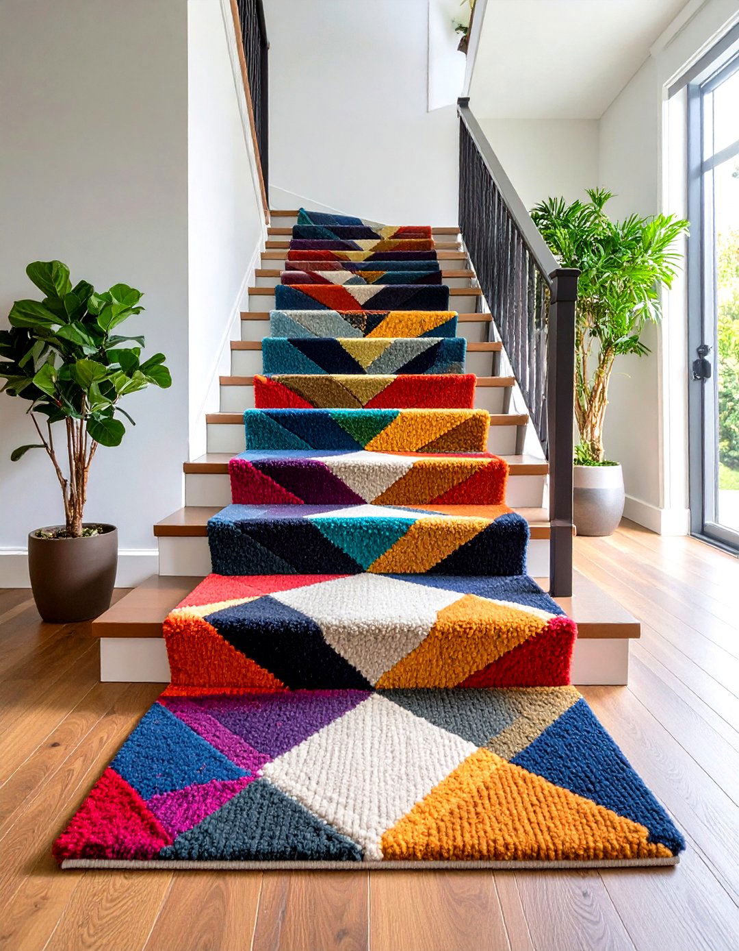 Bold Geometric Patterns - 20 Stair Runner Ideas