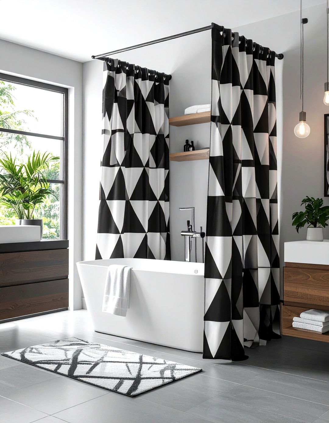 Bold Geometric Prints - 20 Shower Curtain Ideas