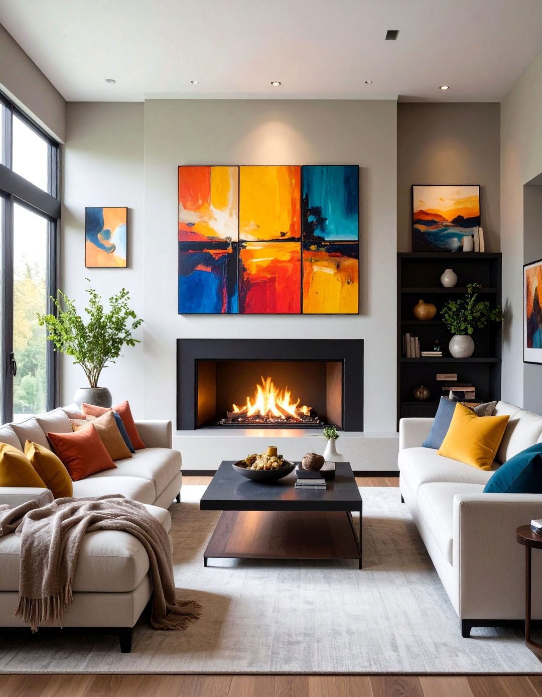 Bold Herringbone Tile Fireplace Surround - 20 Fireplace Decor Ideas
