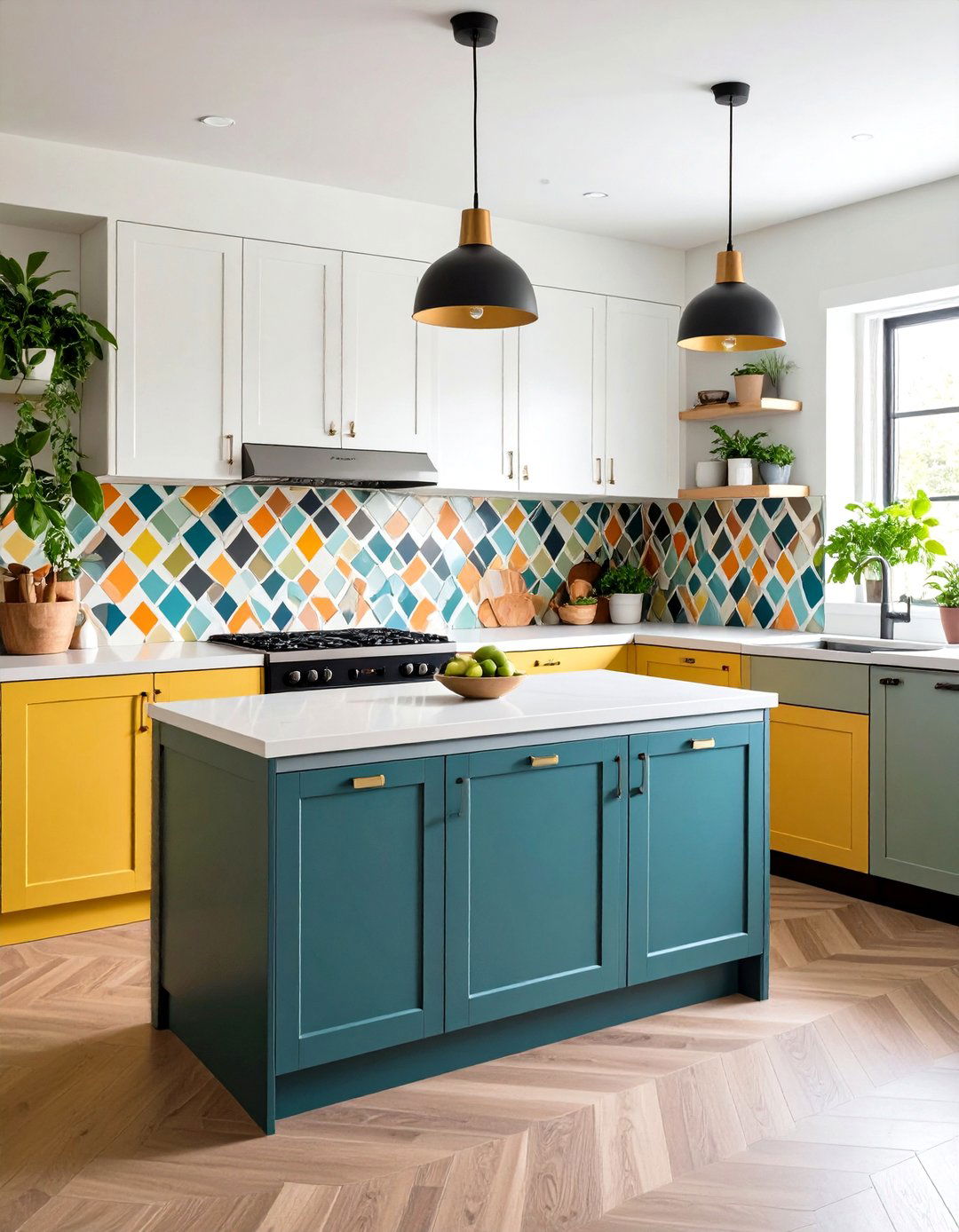 Bold Peel and Stick Backsplash - 20 Small Galley Kitchen Ideas on a Budget