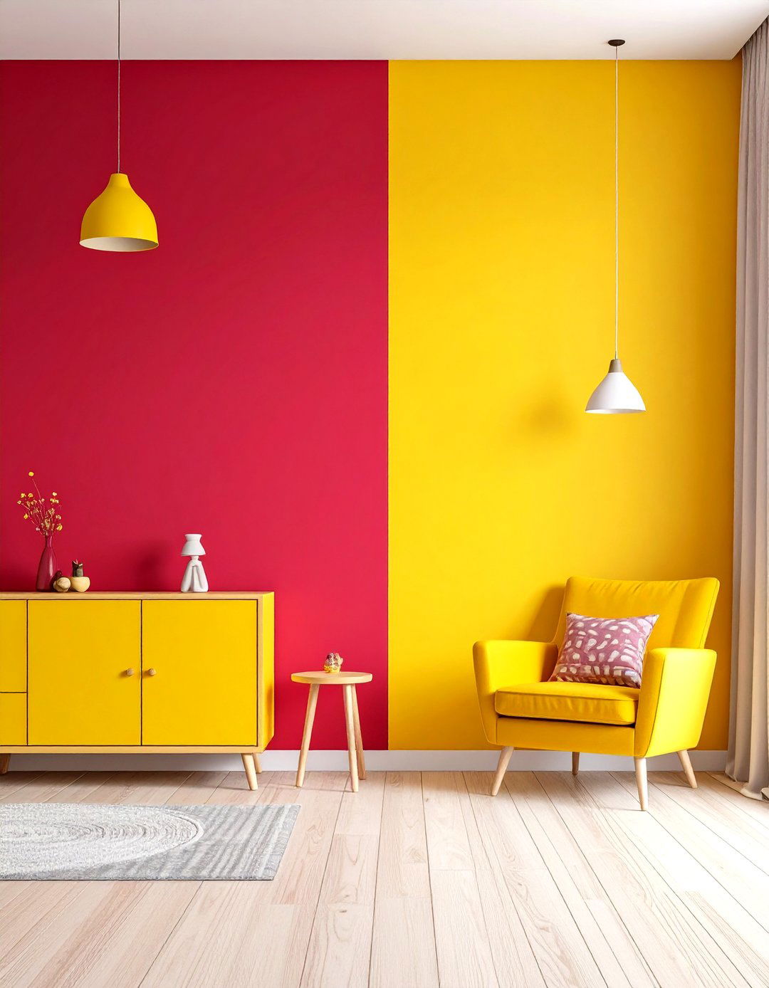 Bold Primary Color Block - 20 Two Tone Wall Paint Ideas