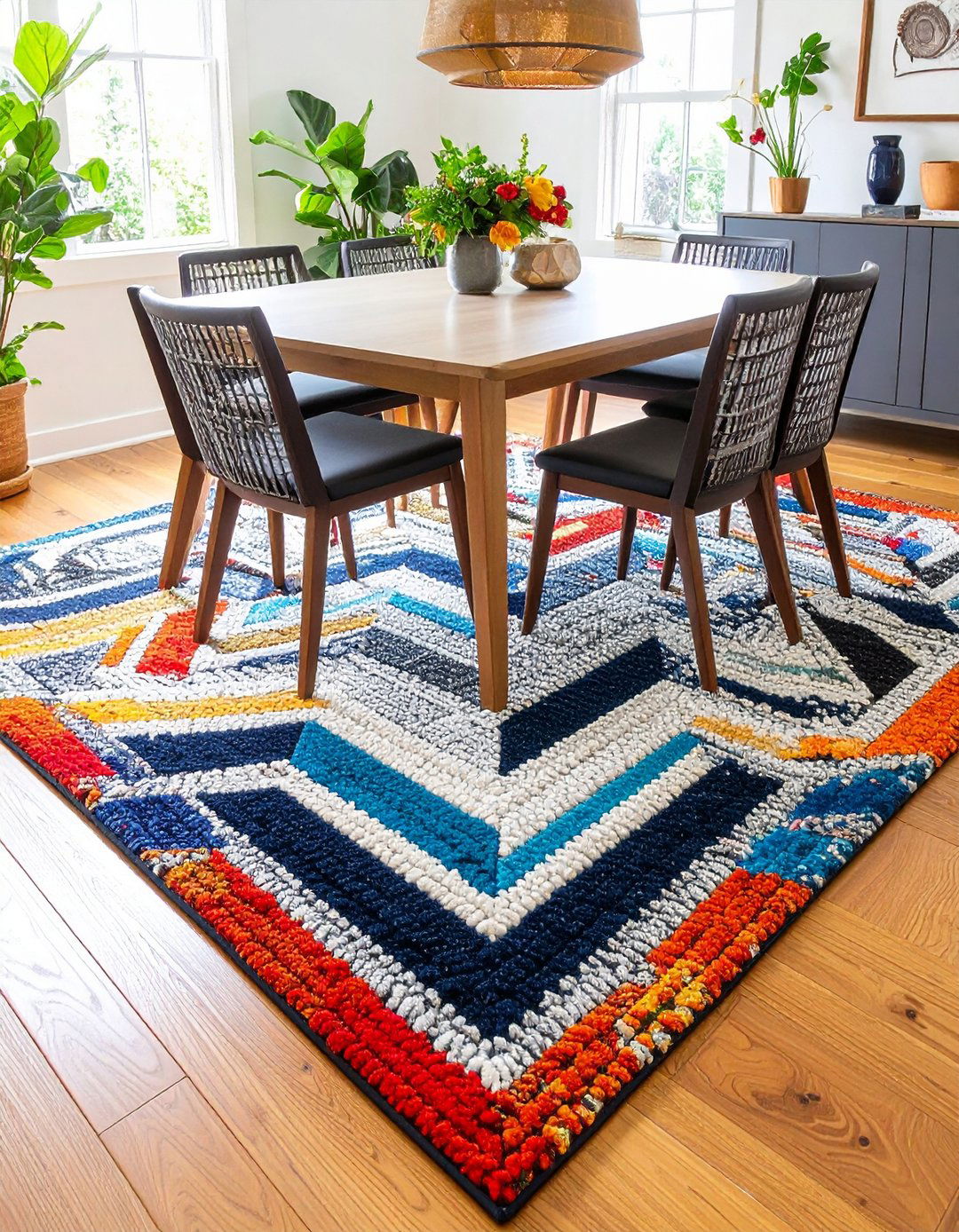 Bold Rugs in the Dining Room - 20 Glam Dining Room Ideas