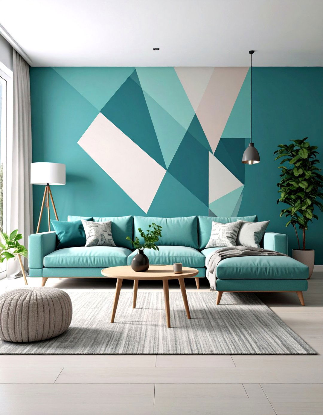 Bold Triangular Color Block Accent Wall - 20 Geometric Accent Wall Ideas