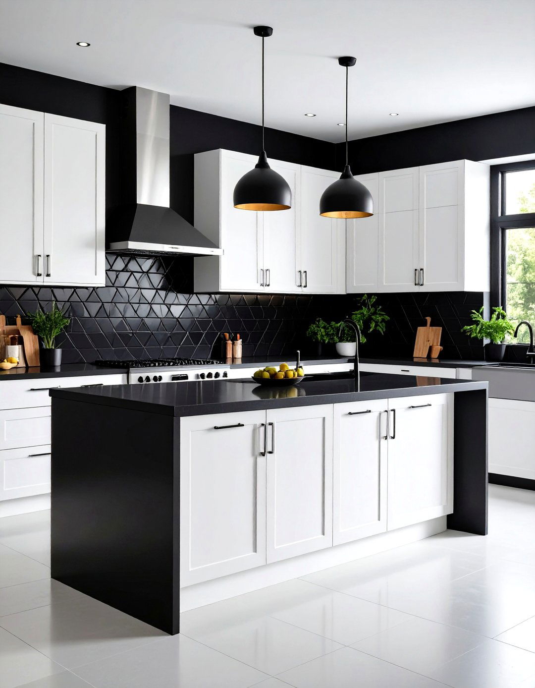 Bold White Cabinet Kitchen Backsplash Black Contrast Tiles - 20 White Cabinet Kitchen Backsplash Ideas