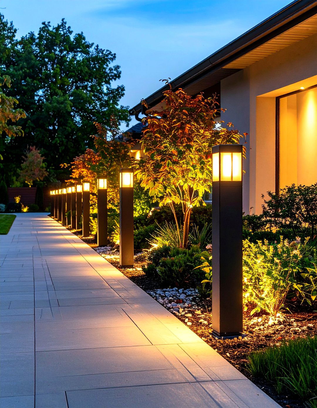 Bollard Planter Hybrids Adding Greenery and Light - 20 Driveway Lighting Ideas