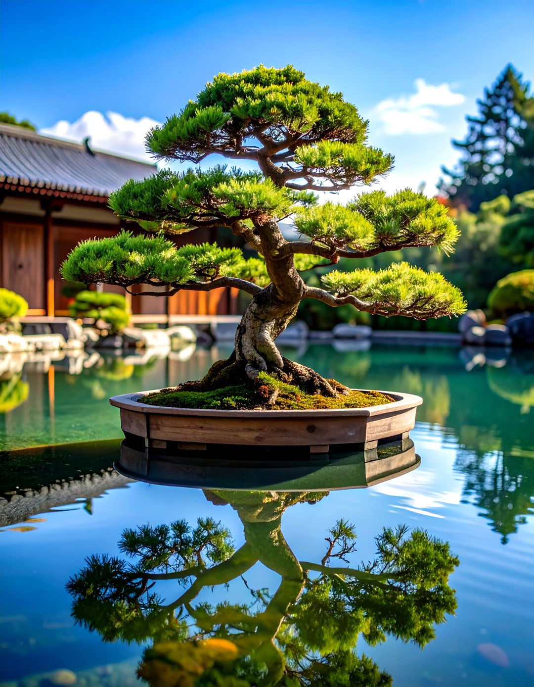 Bonsai Tree Centerpiece Reflecting Pool - 20 Small Garden Reflecting Pool Ideas