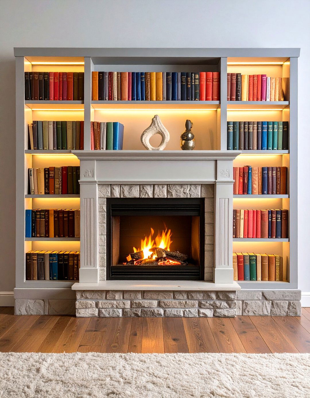 Bookshelf Inside a Faux Fireplace - 20 Faux Fireplace Ideas