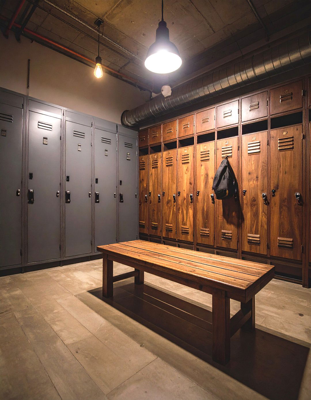 Boot Room Industrial Style with Metal Lockers - 20 Boot Room Ideas
