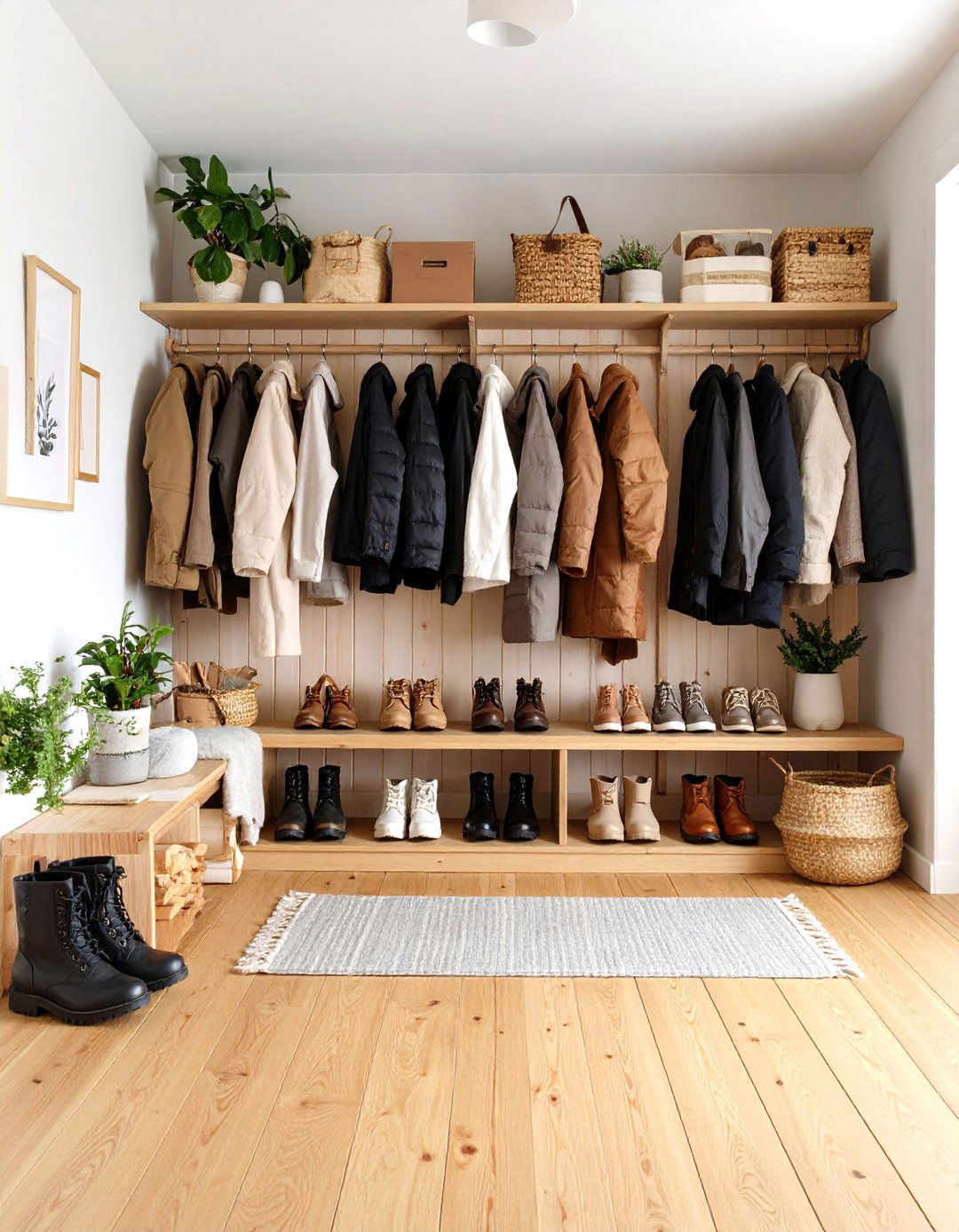 Boot Room Scandinavian Style with Light Wood Paneling - 20 Boot Room Ideas
