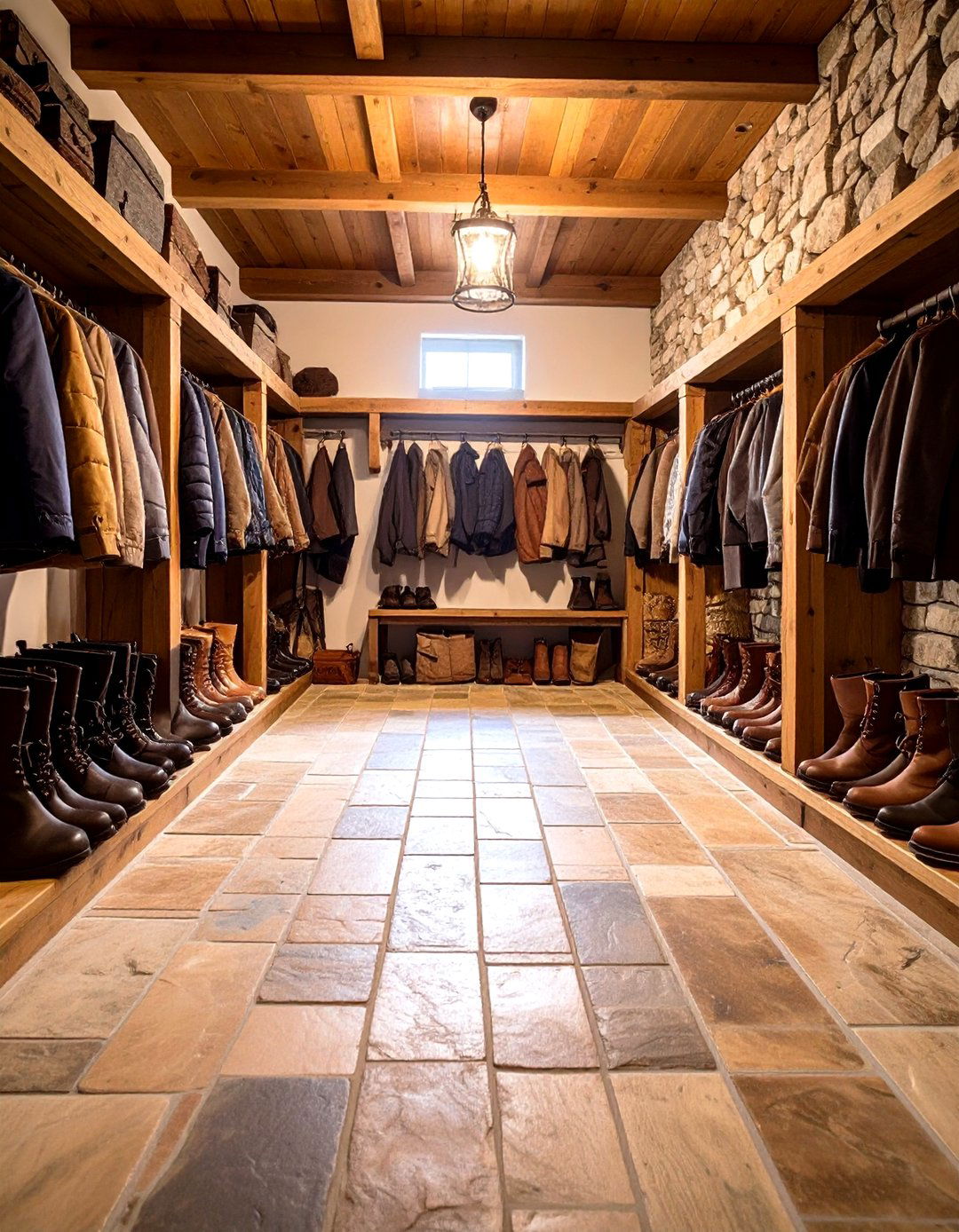 Boot Room with Stone Flagstone Flooring - 20 Boot Room Ideas