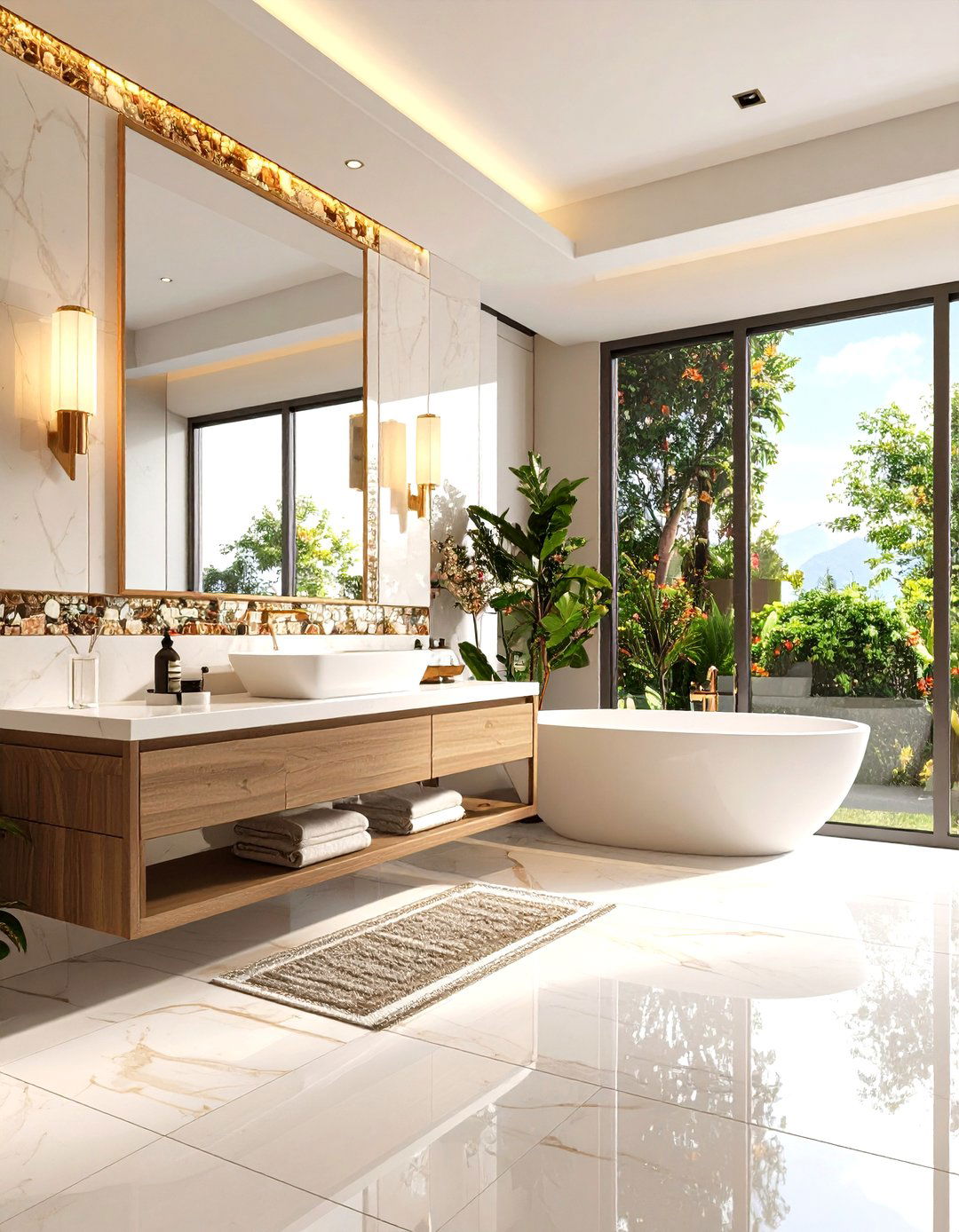 Border Accent Half Wall Tile Delivers Custom Millwork Style - 20 Half-wall Tile Bathroom Ideas