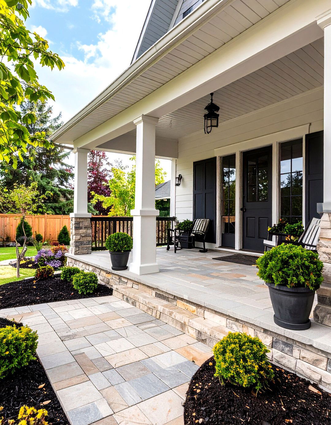 Border Frame Front Porch Tile Definition - 20 Front Porch Tile Ideas