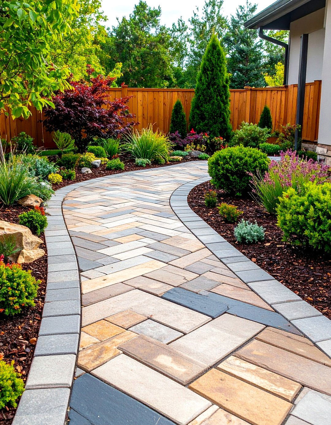 Bordered Cobblestone Patio - 20 cobblestone patio ideas