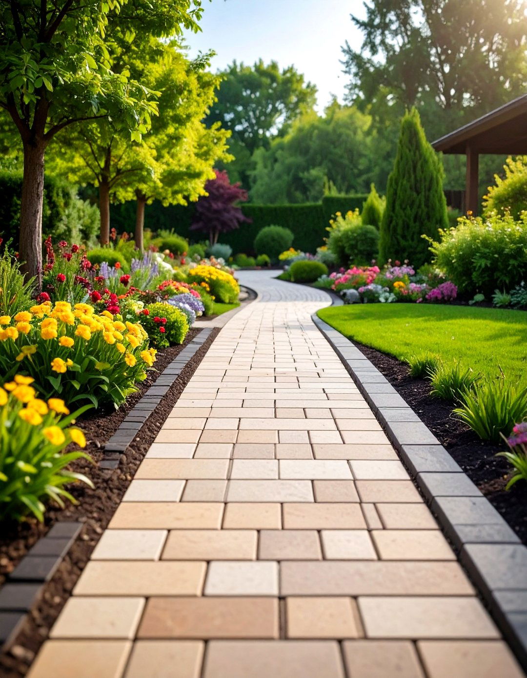 Bordered Paver Walkway - 20 Paver Walkway Ideas