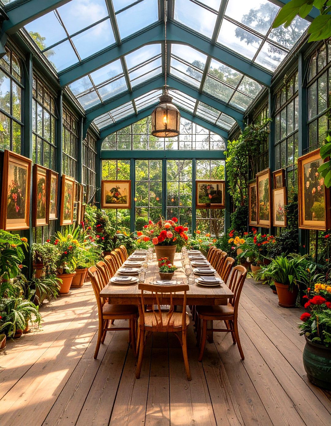 Botanical Art Gallery in the Greenhouse Dining Room - 20 Greenhouse Dining Room Ideas