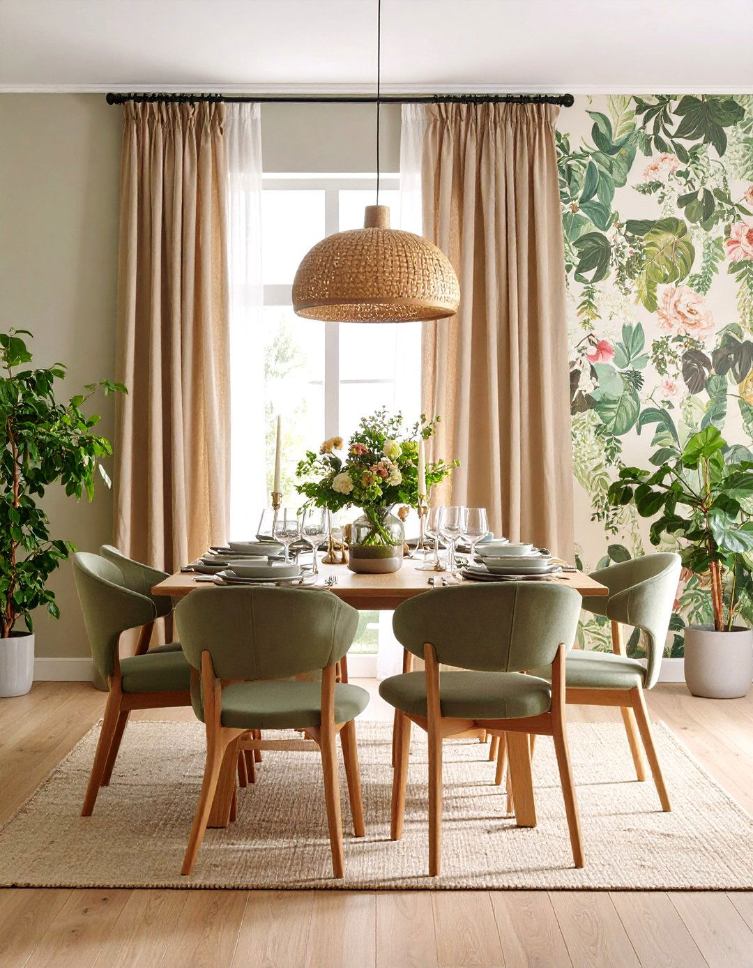 Botanical Dining Room Wall Wallpaper - 20 Dining Room Wall Decor Ideas