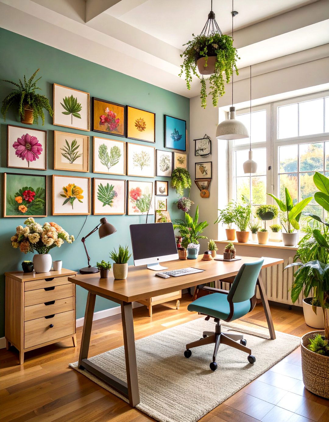 Botanical Gallery Wall Home Office - 20 Home Office Ideas for Her