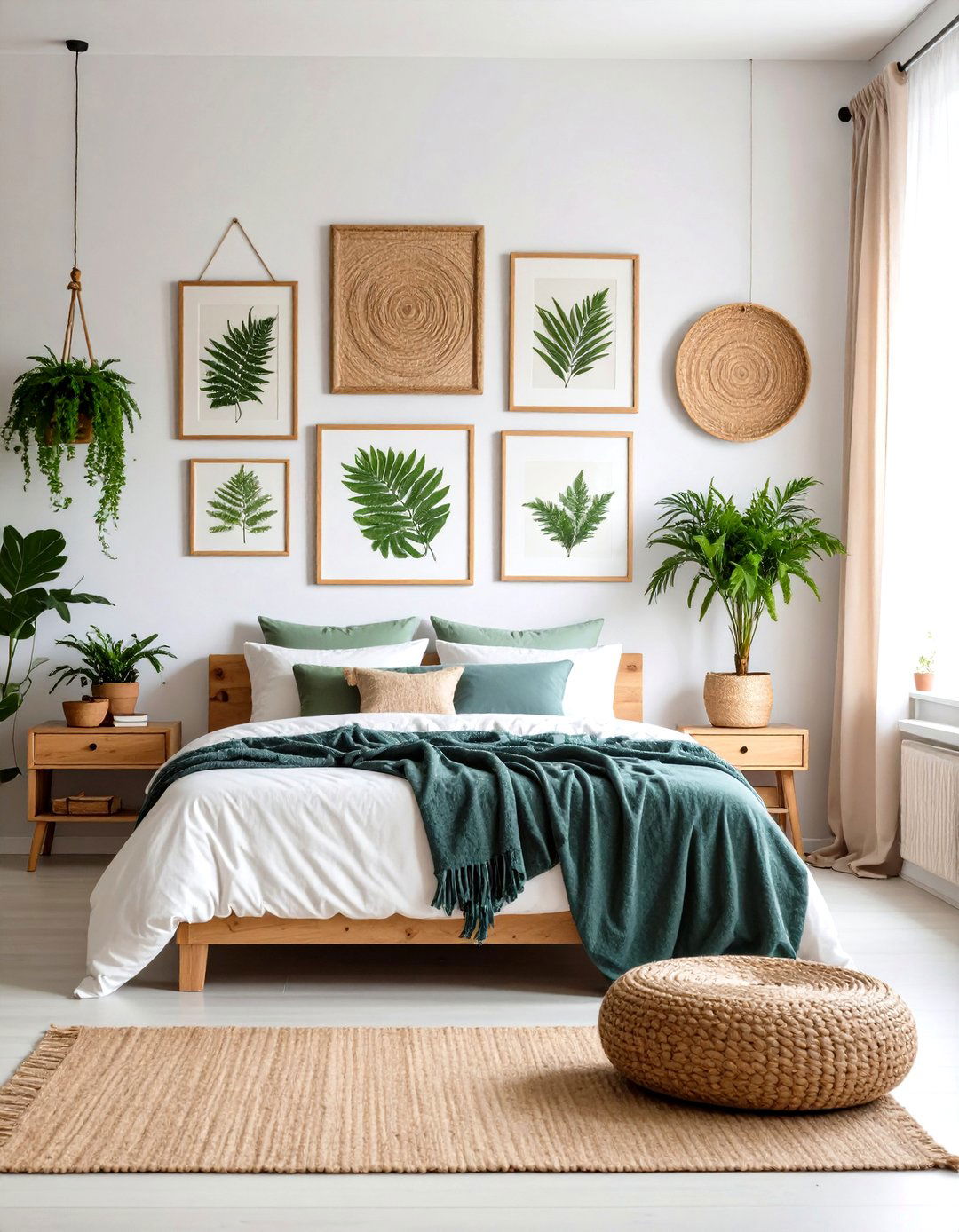 Botanical Gallery Walls Tell a Story - 20 Green Boho Bedroom Ideas