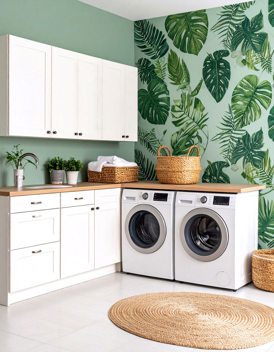 Botanical Laundry Room Wallpaper Paradise - 20 Laundry Room Wallpaper Ideas