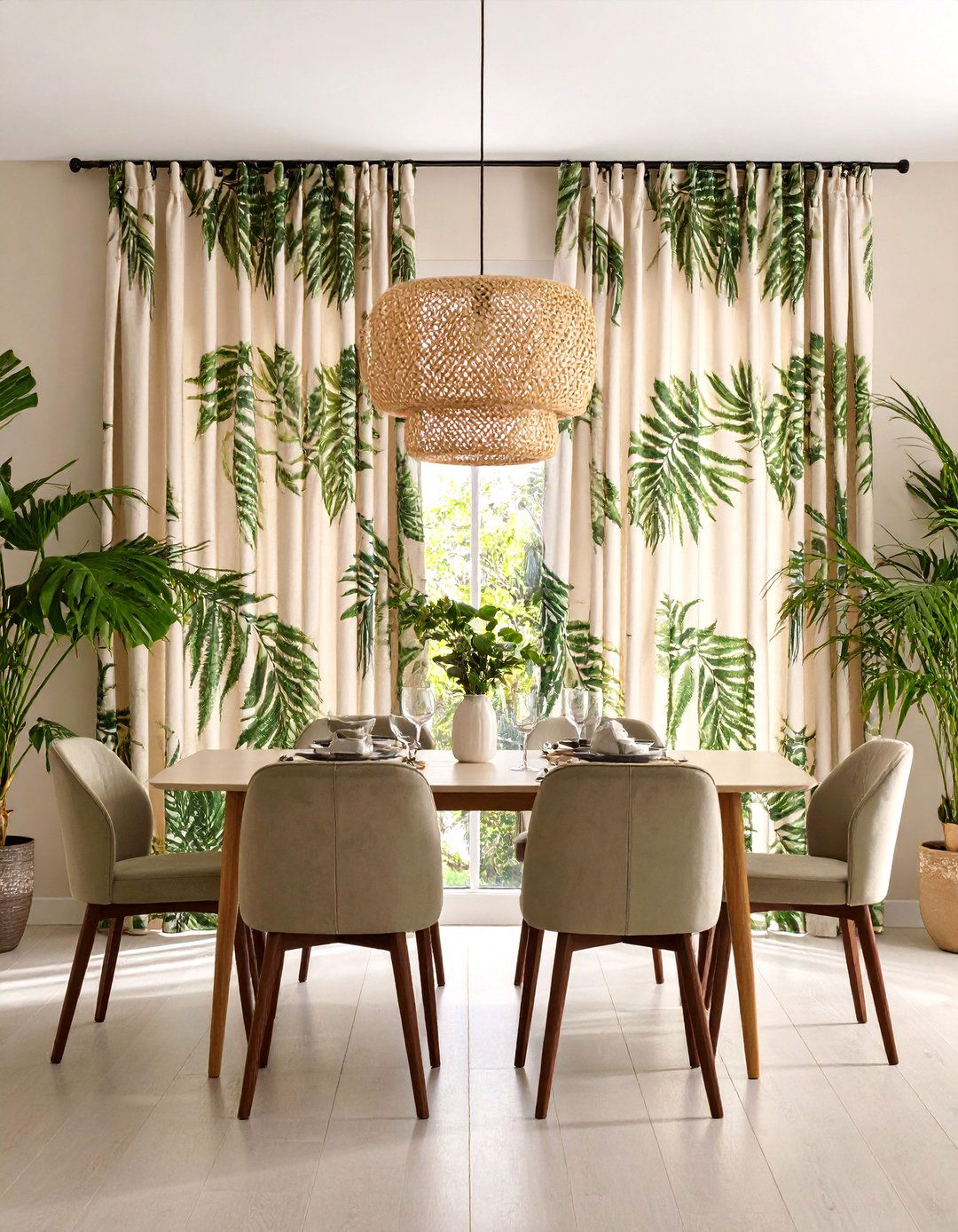 Botanical Print Dining Room Curtains - 20 Dining Room Curtain Ideas