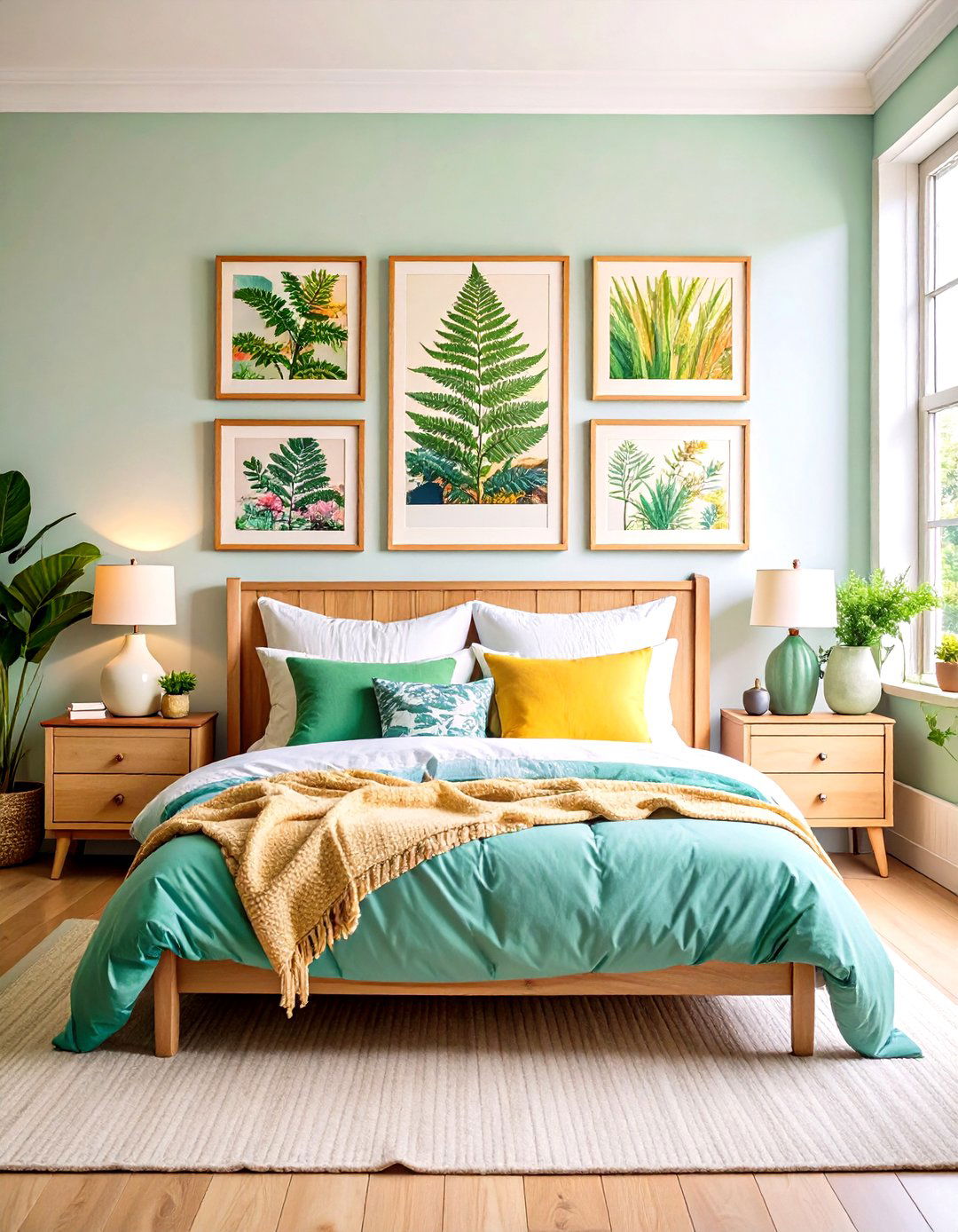 Botanical Print Gallery in Rustic Frames - 20 Farmhouse Wall Decor Ideas