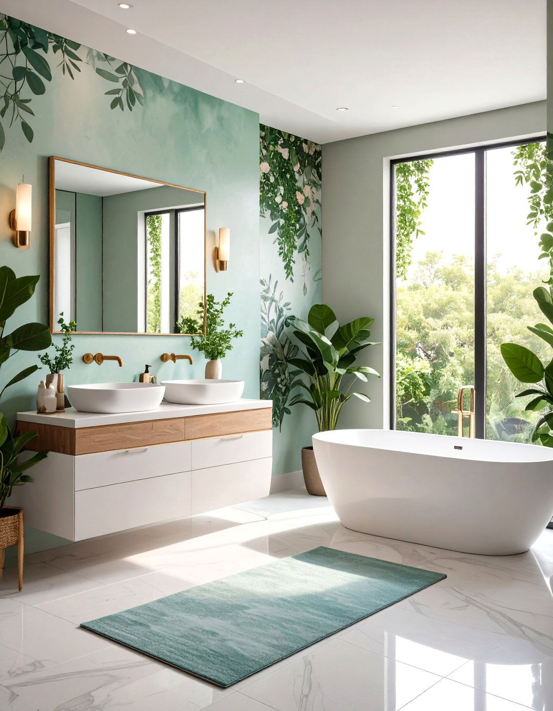 Botanical Watercolor Powder Room Wallpaper - 20 Powder Room Wallpaper Ideas